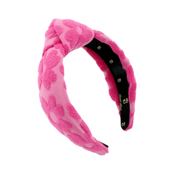 131. The Hot Pink Flower Terry Headband High Knot - Picture 2 of 4